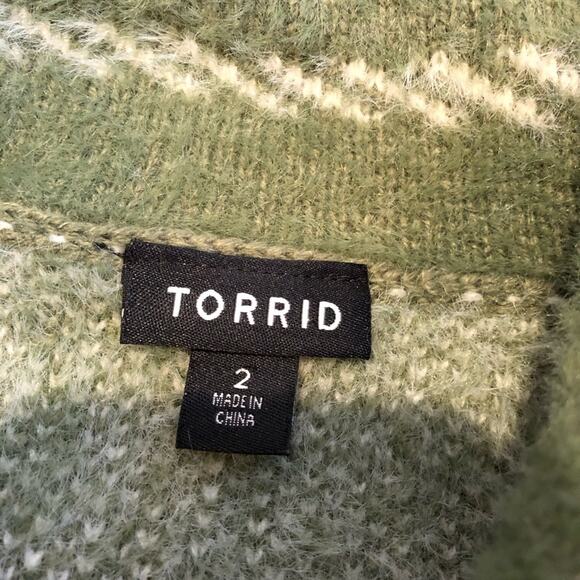 Torrid green white plaid fuzzy knit button front shacket jacket size 2 or 2X - Picture 8 of 14